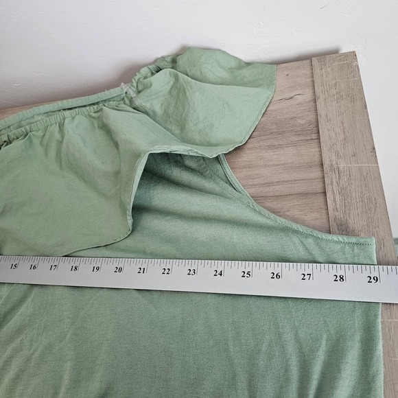 A New Day Blouse Womens 3X Green One Shoulder Ruffle Sleeveless Boho Top - Picture 6 of 9